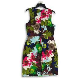 NWT Womens Multicolor Floral V-Neck Sleeveless Back Zip Sheath Dress Size 6 alternative image
