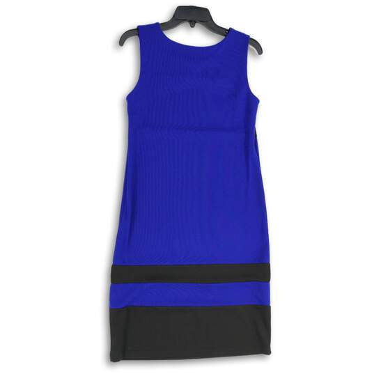 NWT Ny Collection Womens Blue Black Round Neck Sleeveless Pullover Tank Dress S image number 2