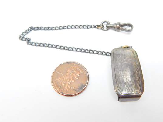 Vintage Sterling 925 Etched Belt Loop Pocket Watch Chain Fob 5.9g image number 6