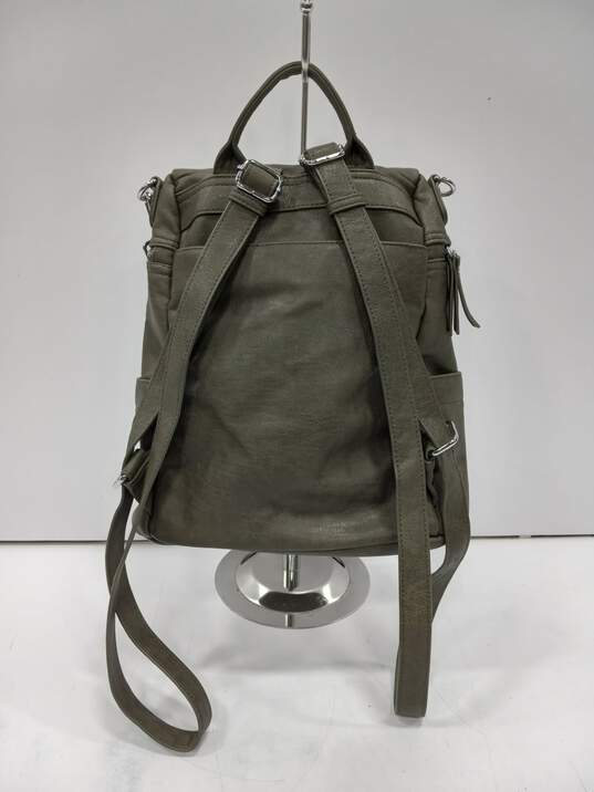 Miztique Green Leather Convertible Backpack Shoulder Bag image number 2