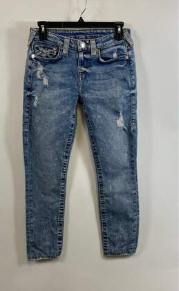 True Religion Womens Blue 5 Pocket Design Denim Skinny Jeans Size 27