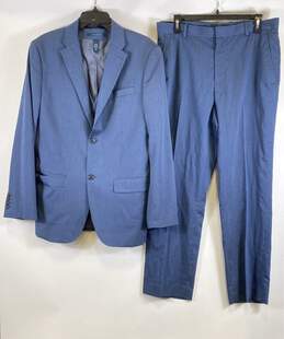 Perry Ellis Mens Blue Long Sleeve Single Breasted Straight Leg 3 Piece Suit Sz M