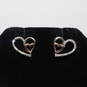 Sterling Silver 10K Yellow Gold Accent Diamond Accent Heart Stud Earrings - 2.3g image number 1