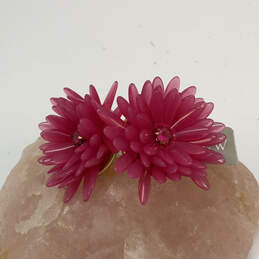 Designer J. Crew Gold-Tone Pink Crystal Stone Flower Shape Stud Earrings