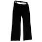 Womens Black Flat Front Pockets Wide Leg Trouser Pants Size 6P image number 1