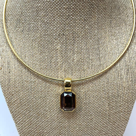 Designer Joan Rivers Gold-Tone Amber Stone Classic Choker Necklace image number 1