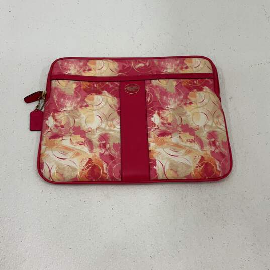 Coach Womens Zip-Around Tablet Case Logo Charm Inner Pocket Orange Pink Floral image number 1