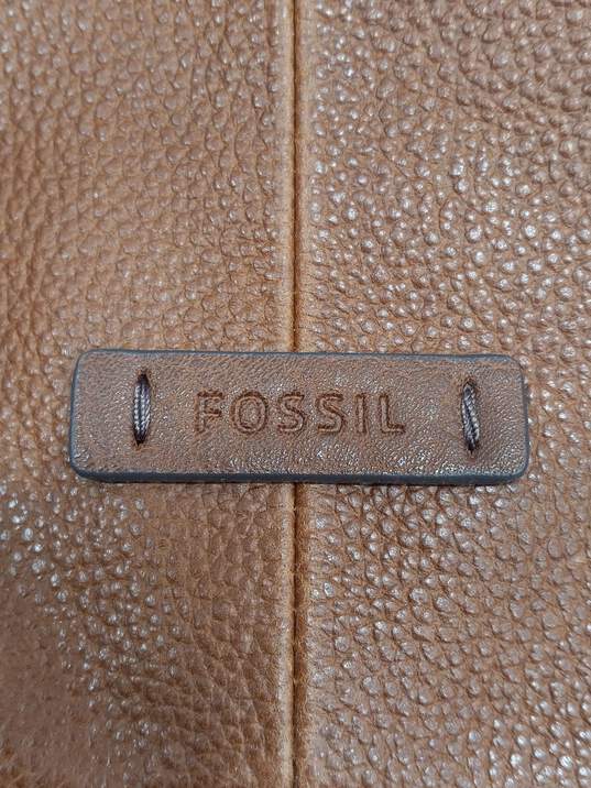 Fossil Pebble Grained Patter Brown Tote Handbag image number 5