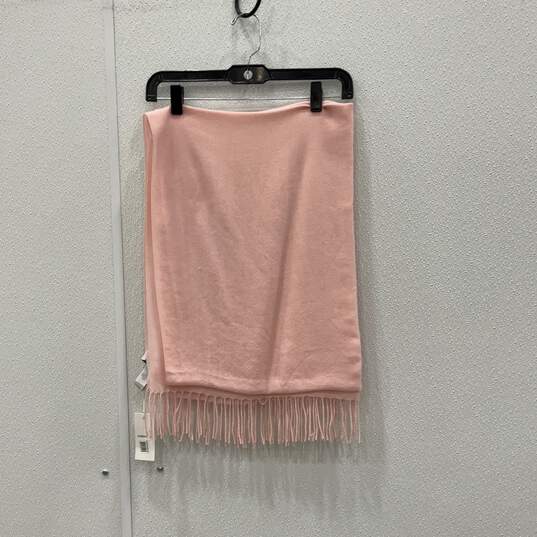 NWT Nordstrom Womens Pink Knitted Fringe Rectangle Scarf One Size image number 2