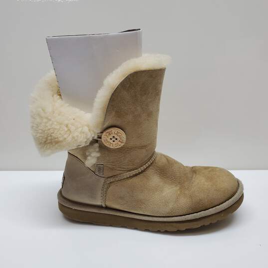 UGG Boots Tan Baily Button Womens 5803 Sheepskin Wool Sz 7 image number 2
