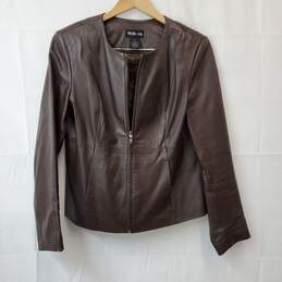 Style & Co. Unisex Brown Smooth Leather Jacket Size M