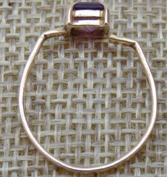 14K Gold Amethyst Faceted Rectangle Band Ring For Repair 1.4g image number 6