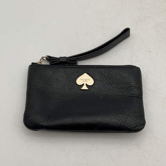Kate Spade Womens Black Gold Zipper Pocket Coin Purse Wristlet Wallet image number 1
