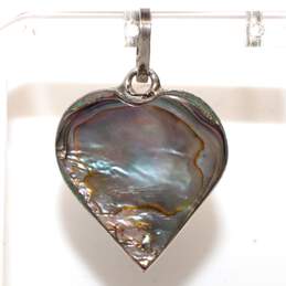 Has Signed Sterling Silver Abalone Heart Pendant
