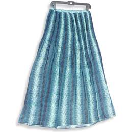NWT Worthington Womens Blue Black Flat Front Pull-On Maxi Skirt Size S