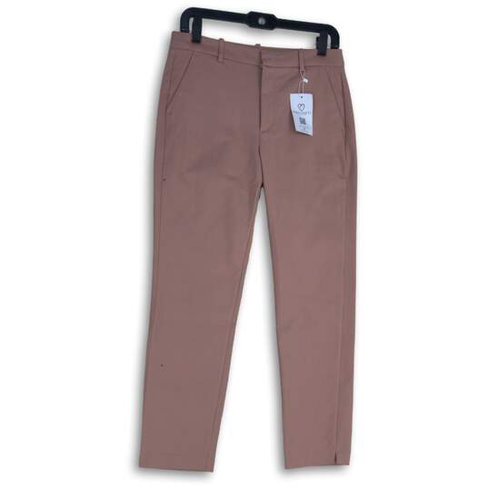 NWT Mary Crafts Womens Pink Flat Front Slash Pocket Ankle Leg Chino Pants Size 6 image number 1