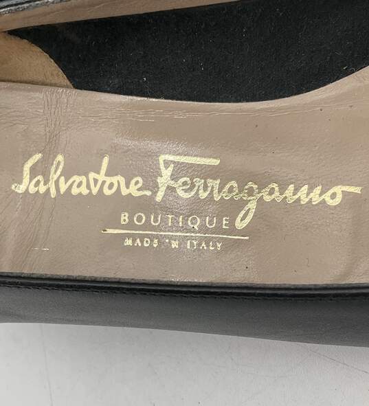 Buy the Salvatore Ferragamo Boutique Black Leather Heel Pumps