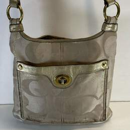 COACH F18478 Khaki Gold Signature Turnlock Crossbody Bag