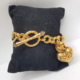 Juicy Couture Gold Tone Heart Charm 7 2/8" Toggle Bracelet W/Box 62.9g alternative image