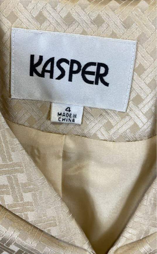 NWT Kasper Womens Beige Long Sleeve Notch Lapel Single Breasted Blazer Size 4 image number 3