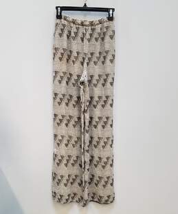Womens Gray Ivory Geometric Flat Front Straight Leg Casual Pants Size 40 alternative image