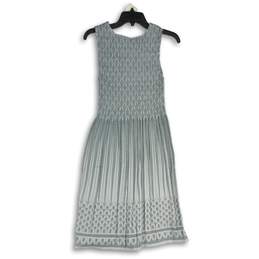 NWT Max Studio Womens Gray White Sleeveless Pleated V-Neck A-Line Dress Size L alternative image