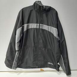 Reebok Full Zip Gray & Black Windbreaker Style Jacket Size Large