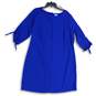 NWT CeCe Womens Blue Round Neck 3/4 Sleeve Back Zip Shift Dress Size 16 image number 1