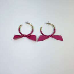 Designer J. Crew Gold-Tone Red Satin Ribbon Bow  Wrap Hoop Earrings alternative image