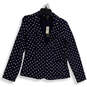 NWT Womens Navy White Polka Dot Long Sleeve Two Button Blazer Size S P image number 1