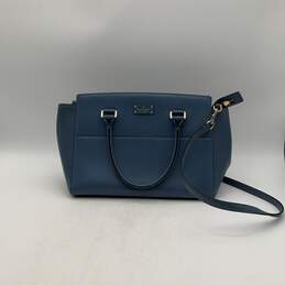 Kate Spade Womens Blue Leather Adjustable Strap Zipper Satchel Bag Purse