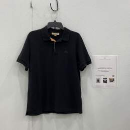 Authentic Burberry Mens Black Short Sleeve Polo Shirt Size L w/ COA