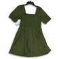 NWT Nine West Womens Green Short Sleeve Smocked Pullover Mini Dress Size L image number 2