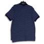 Chaps Mens Blue Striped Stretch Hi-Low Hem Short Sleeve Polo Shirt Size Medium image number 2