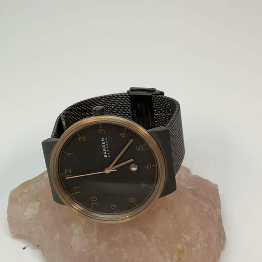 Designer Skagen Ancher Gold-Tone Adjustable Mesh Strap Analog Wristwatch image number 2