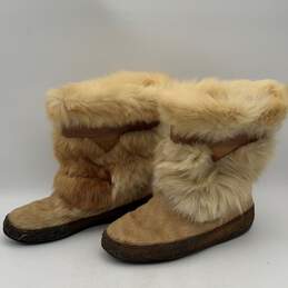 Tecnica Womens Beige Rabbit Fur Round Toe Pull-On Snow Boots Size 48 alternative image
