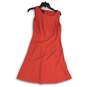 Talbots Womens Coral Round Neck Sleeveless Back Zip A-Line Dress Size 2P image number 1