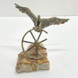 Curtis Jere Metal Eagle Sculpture on Stone Base Mid 70's Artwork Signed