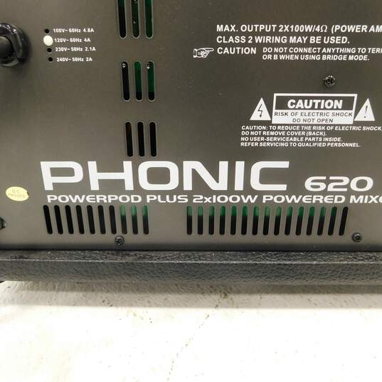 Phonic Brand Powerpod 620 T Model Powerpod Plus 2x100W Powered Mixer w/ Power Cable image number 7