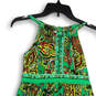 Womens Green Paisley Sleeveless Halter Neck Knee Length A-Line Dress Size P image number 3