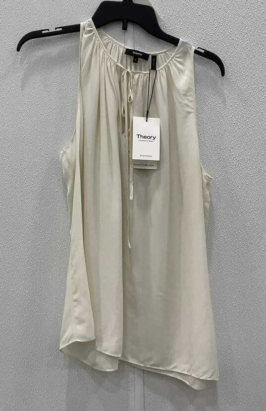 NWT Theory Women's Sleeveless Off-White Shirt Size L image number 1