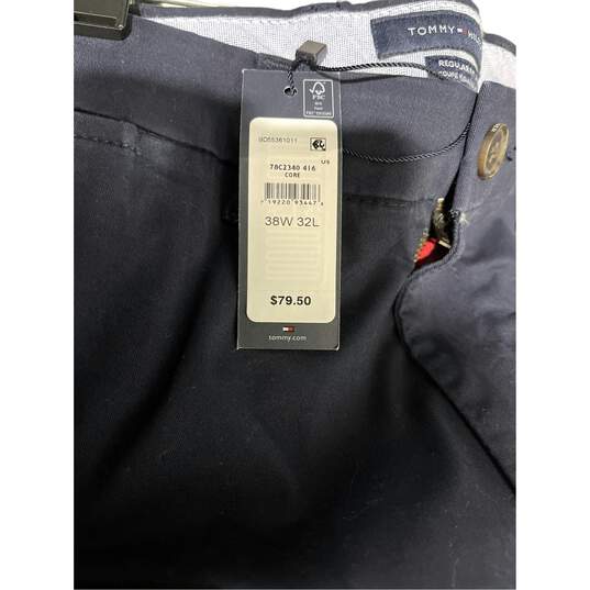 NWT Tommy Hilfiger Mens Chino Pants Flat Front Straight Leg Navy Blue Size 38 image number 5