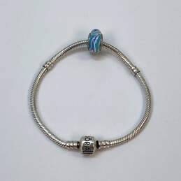Designer Pandora S925 Sterling Silver Barrel Clasp Snake Chain Charm Bracelet alternative image