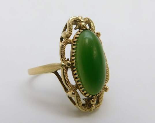 Vintage 10K Yellow Gold Nephrite Ring- For Repair 4.4g image number 1
