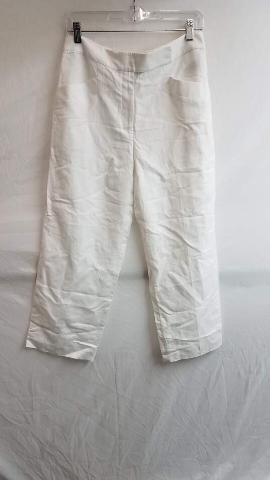 Club Monaco White Linen Blend Straight Leg Pant - WM Size 6 image number 1
