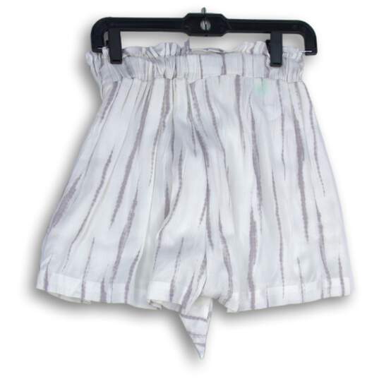 Jayne Womens White Striped Pleated Tie Front Paperbag Shorts Size M image number 2
