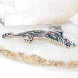 Taxco Sterling Silver Abalone Inlay Cat Brooch alternative image