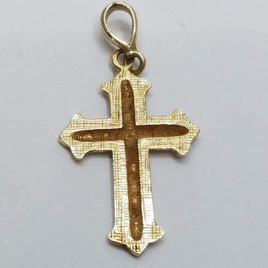 14K Gold Two-Tone Cross Pendant 1.5g image number 4