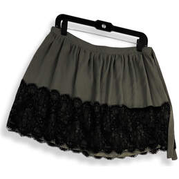 Womens Gray Black Lace Trim Pleated Size Zip Short Mini Skirt Size 8