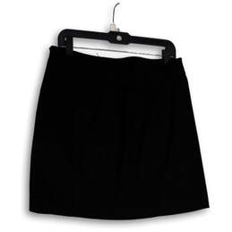 Womens Black Flat Front Pocket Regular Fit Side Zip A-Line Skirt Size 8 alternative image